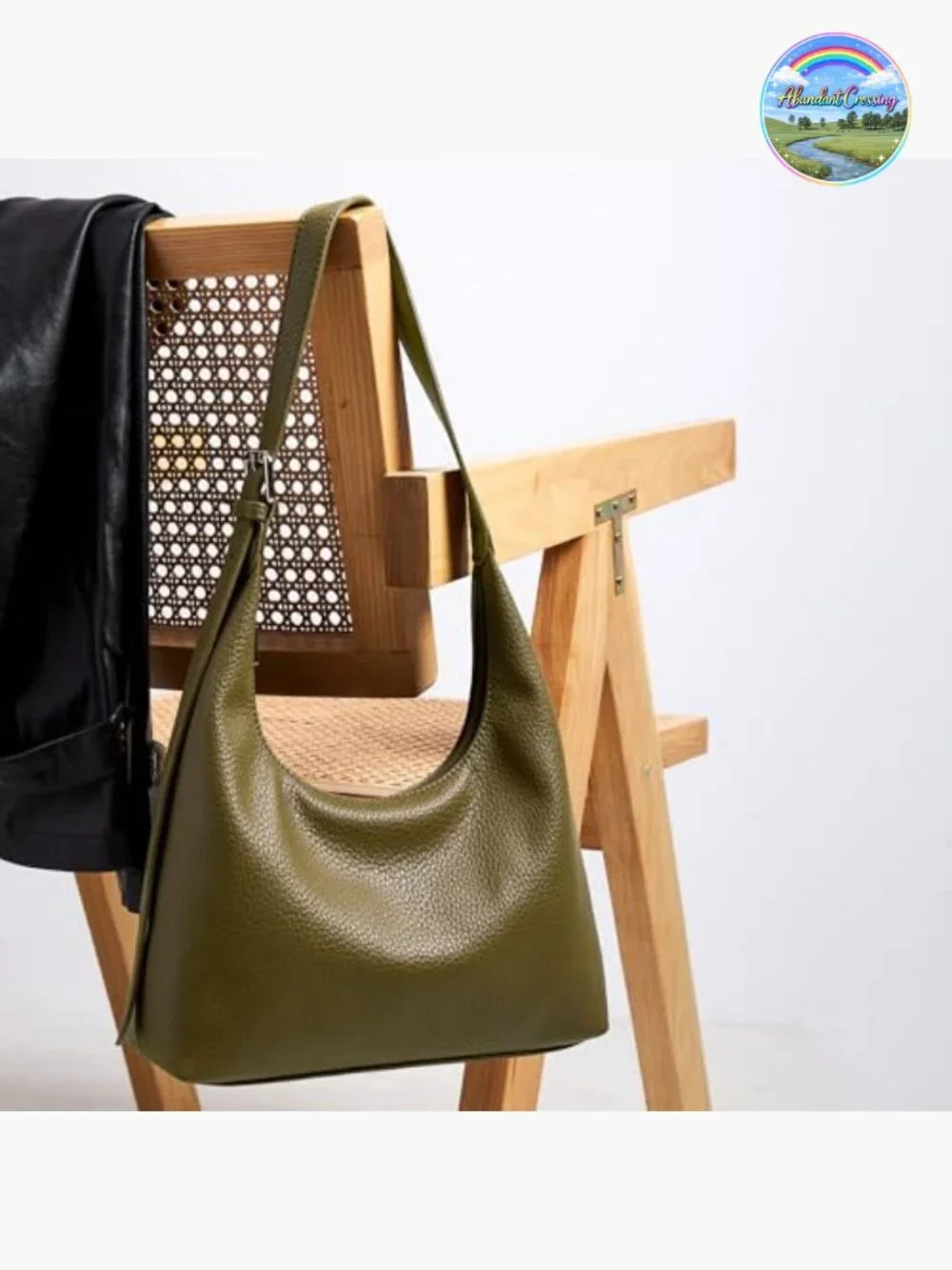 Crescent Tote Bag - Vegan Leather Zipper Shoulder Purse Hobo for Evening